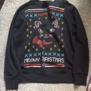 black "have a meowy christmas" crewneck sweater